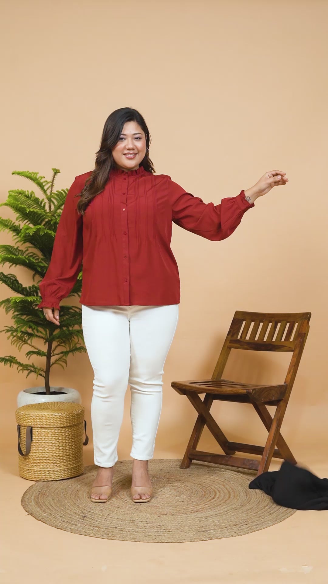 Zone Black Long Sleeve Button Down Plus Size Women Shirt