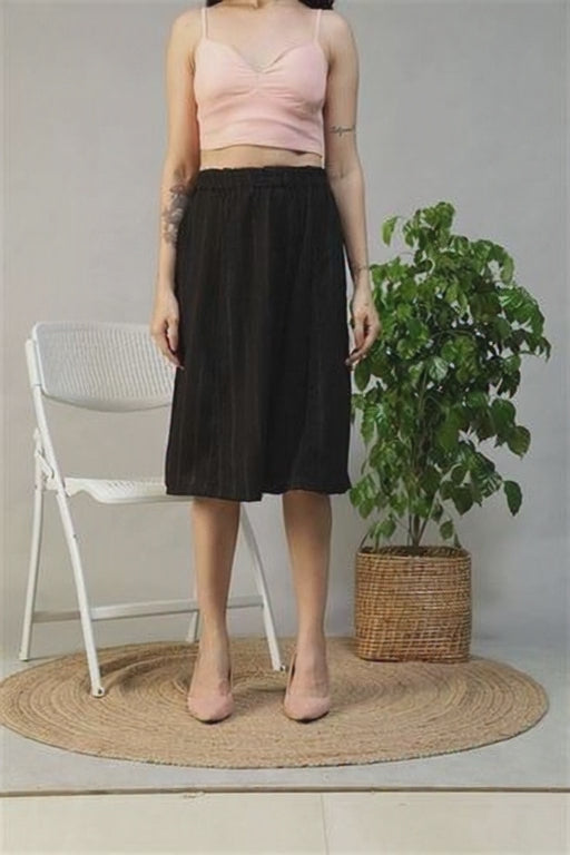 Women Black Stripe Skirt