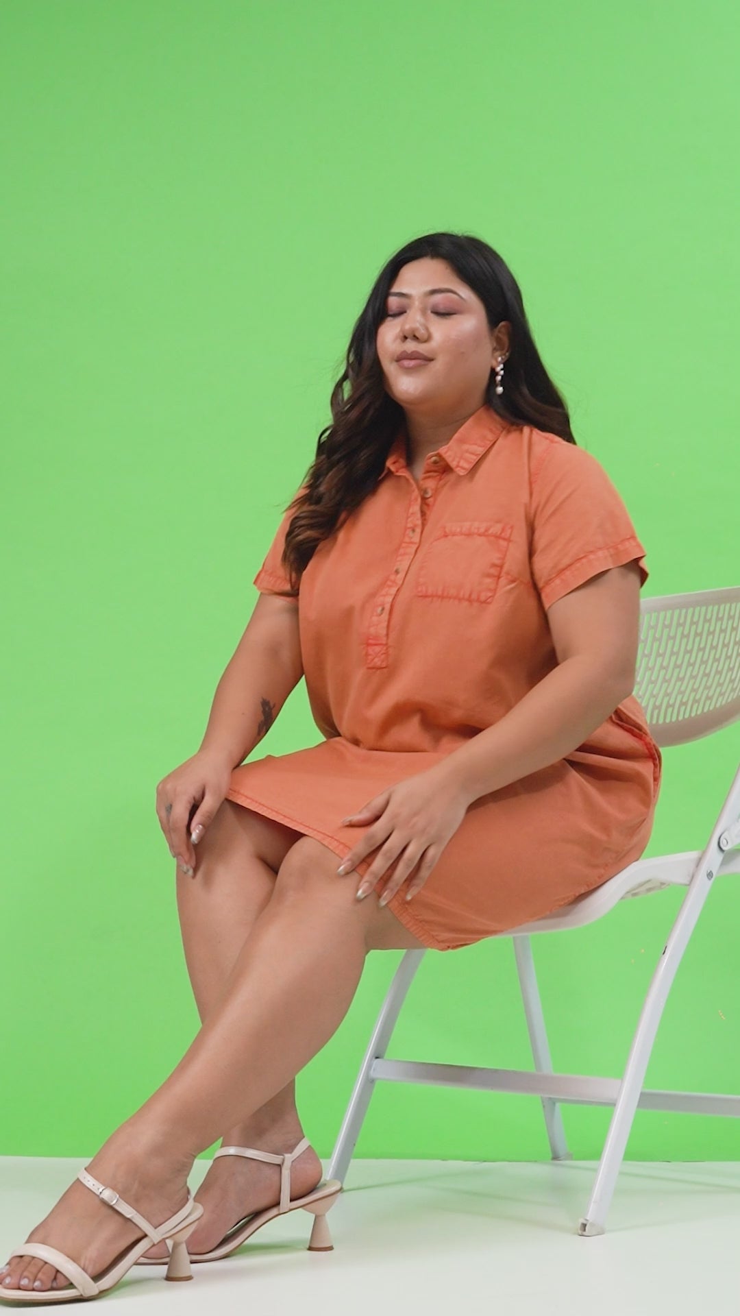 Plus Size Orange Cotton Dress