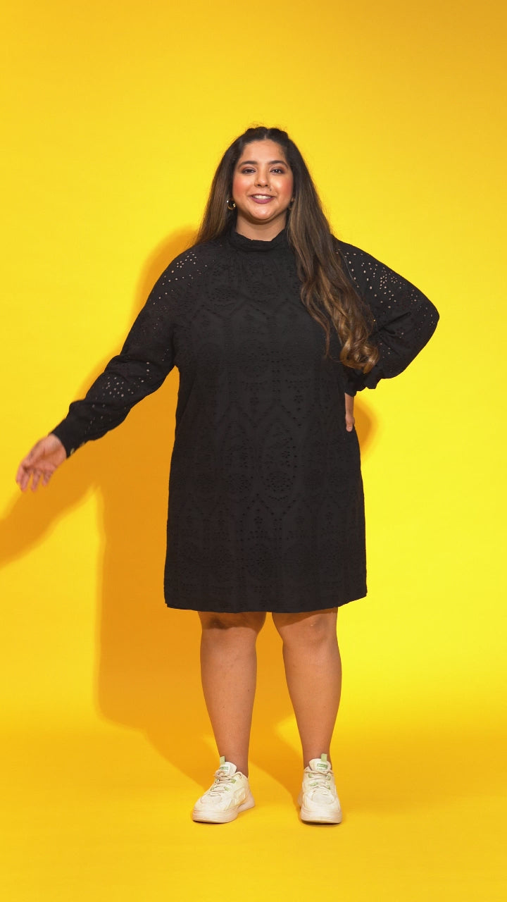 Cardinal Red Long Sleeve Laced Up Women Plus Size Curvy Dress