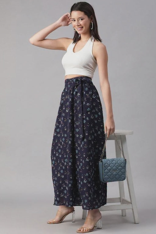 Blue Floral Print Skirt