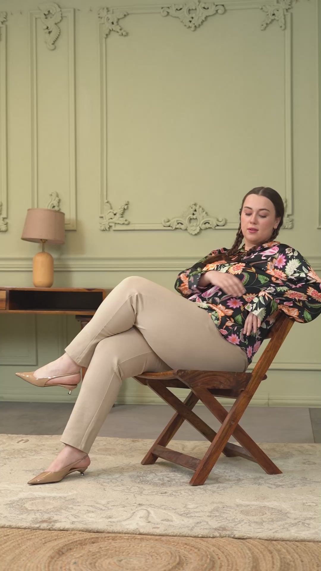 Statement Black Floral Print Button Down Collared Long Sleeve  Plus Size Women Satin Shirt