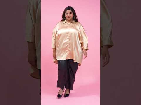 Royal Beige Collared Baggy Style Plus Size Shirt