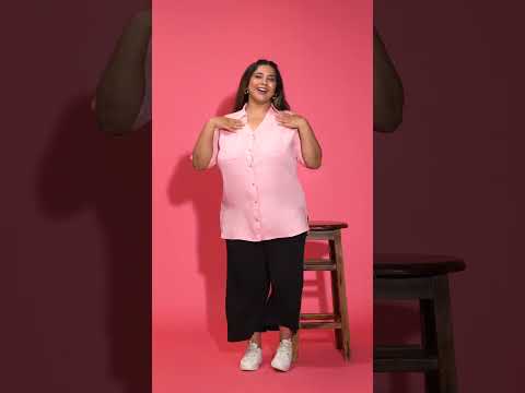 Buzzy Pink Collared Button-Down Plus Size Shirt